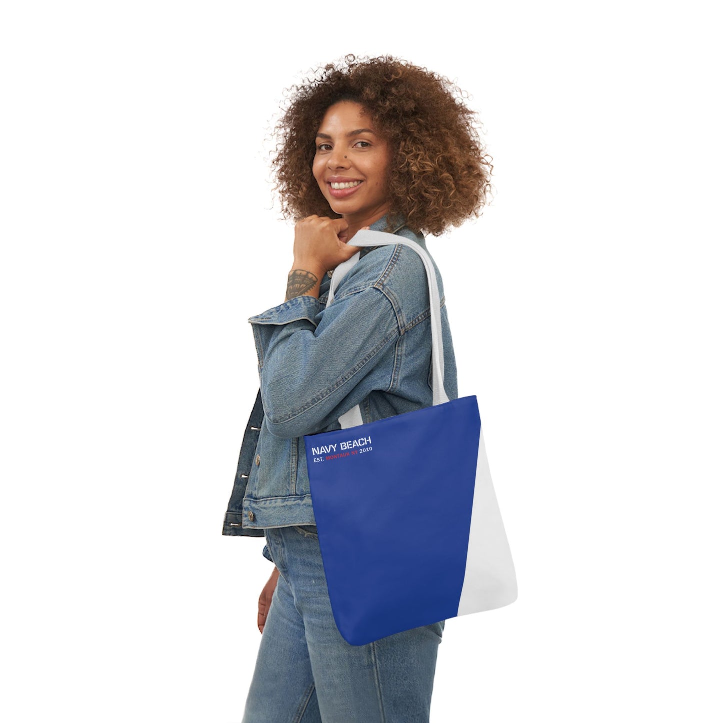 Navy Beach A Flag Canvas Tote