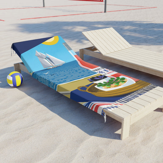 Navy Beach Seascape Boho Beach Cloth