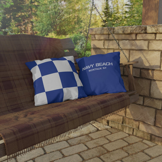 Navy Beach N Flag Outdoor Pillows