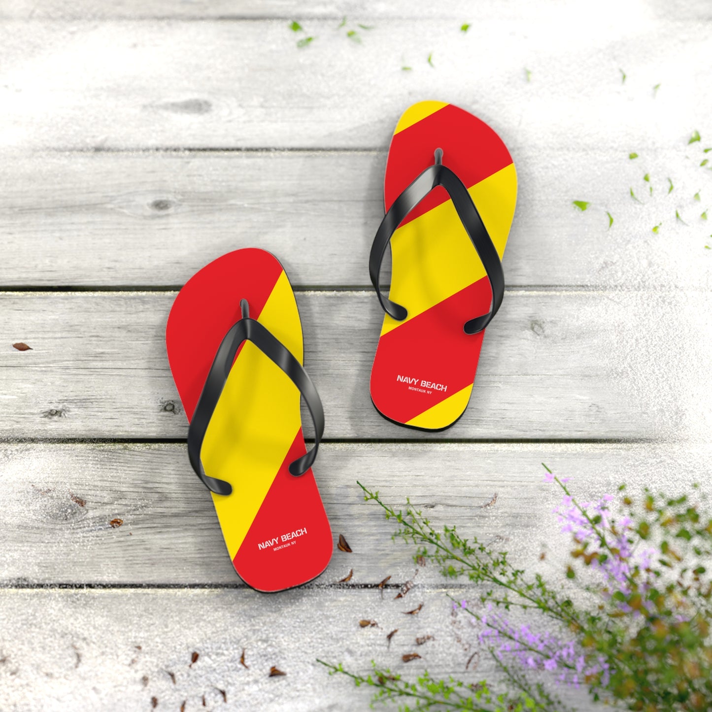 Navy Beach Y Flag Flip Flops
