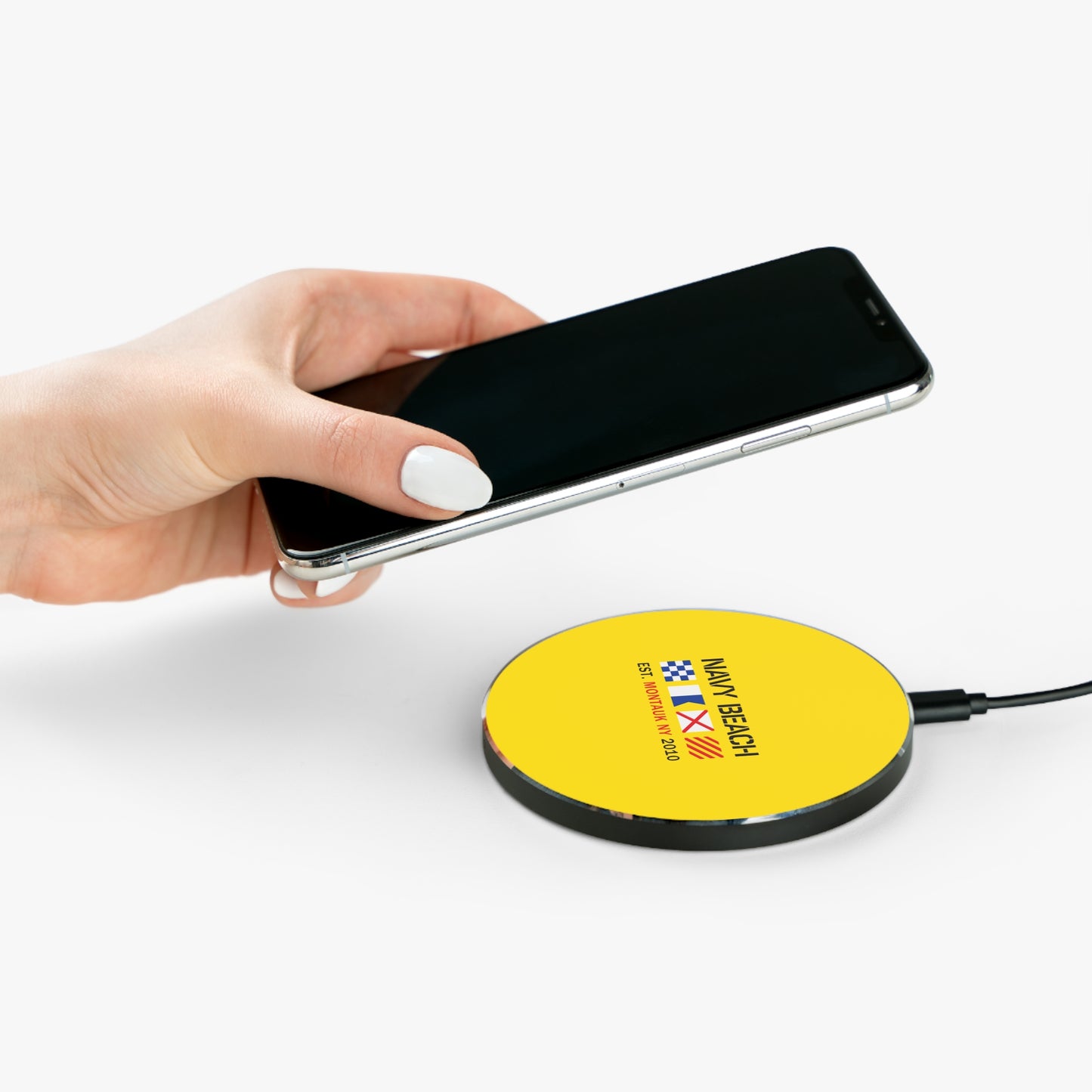 Navy Beach Yellow Wireless Charger