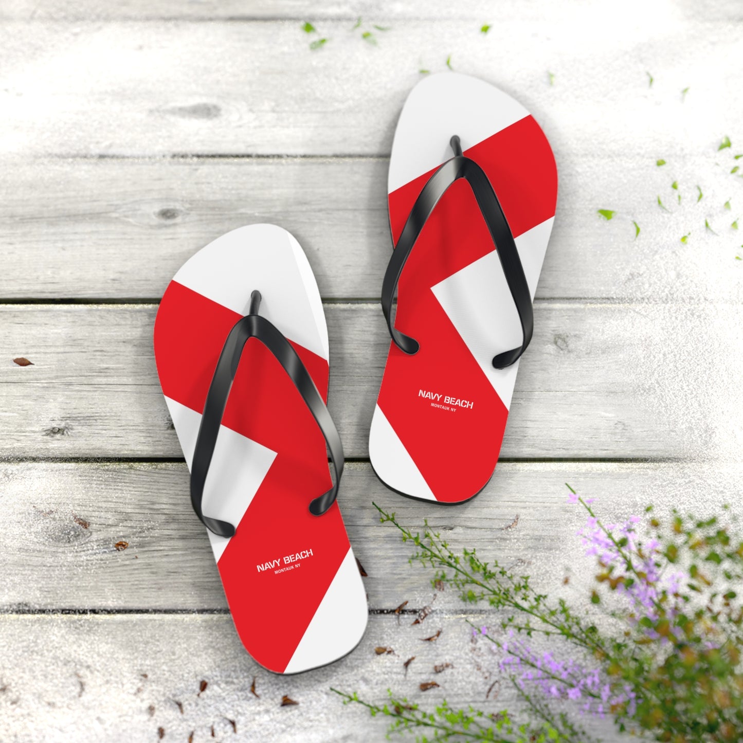 Navy Beach V Flag Flip Flops