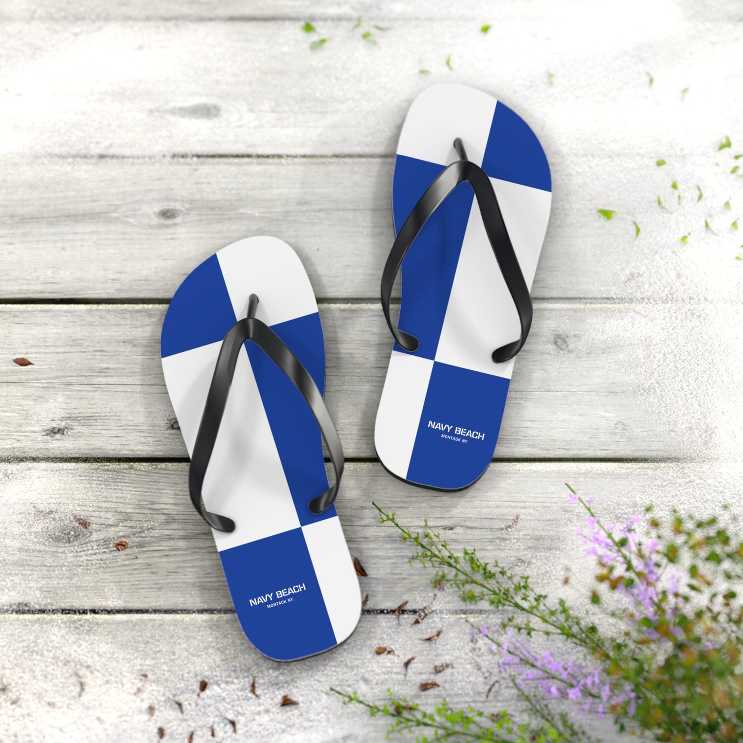 Navy Beach N Flag Flip Flops