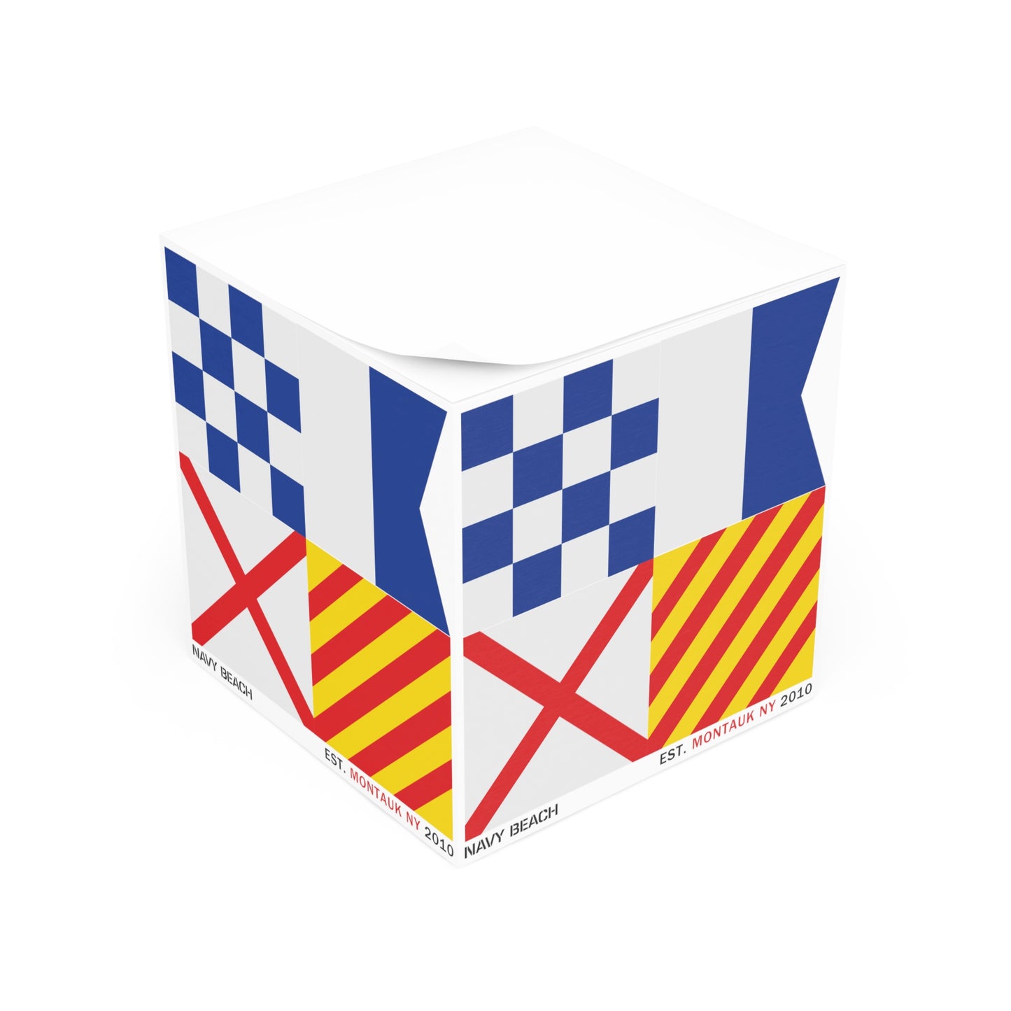 Navy Beach Flags Note Cube