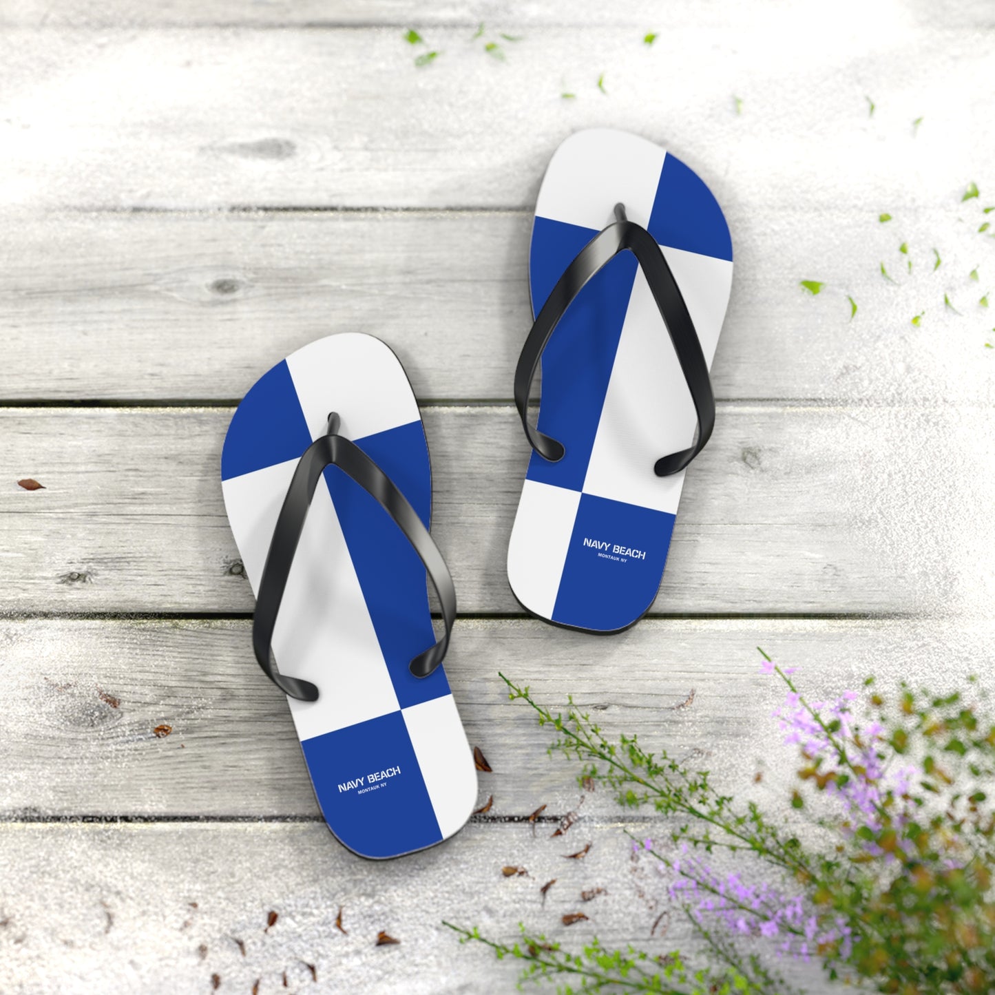 Navy Beach N Flag Flip Flops