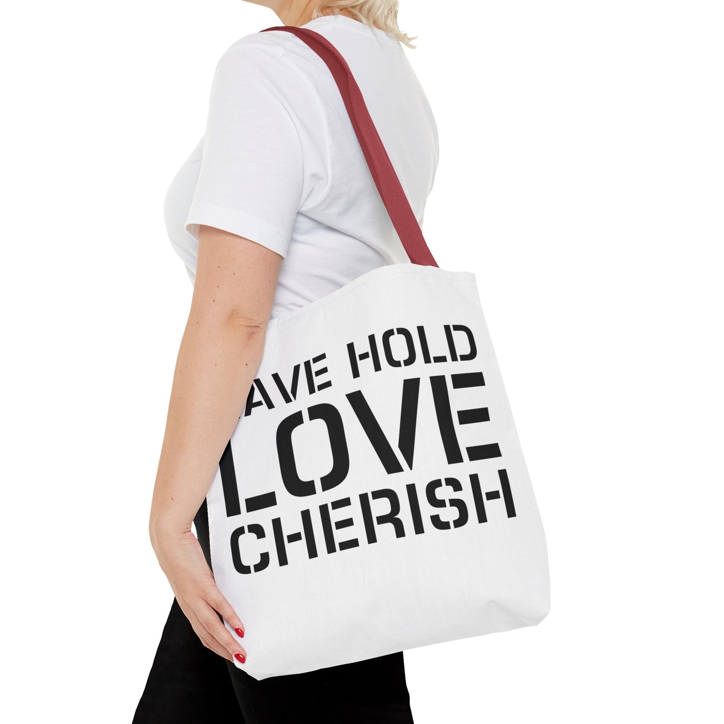 Have Hold Love Cherish Navy Beach Weddings Tote