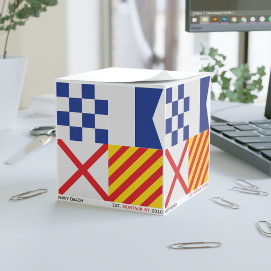 Navy Beach Flags Note Cube