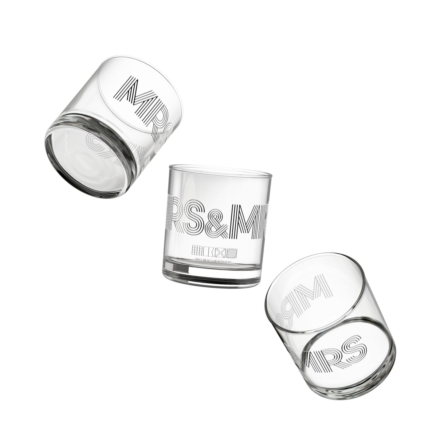 Mrs & Mrs Navy Beach Weddings Rocks Glass