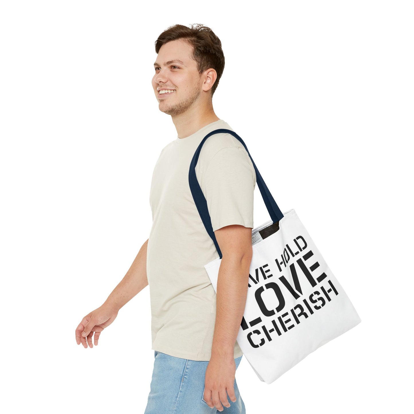Have Hold Love Cherish Navy Beach Weddings Tote