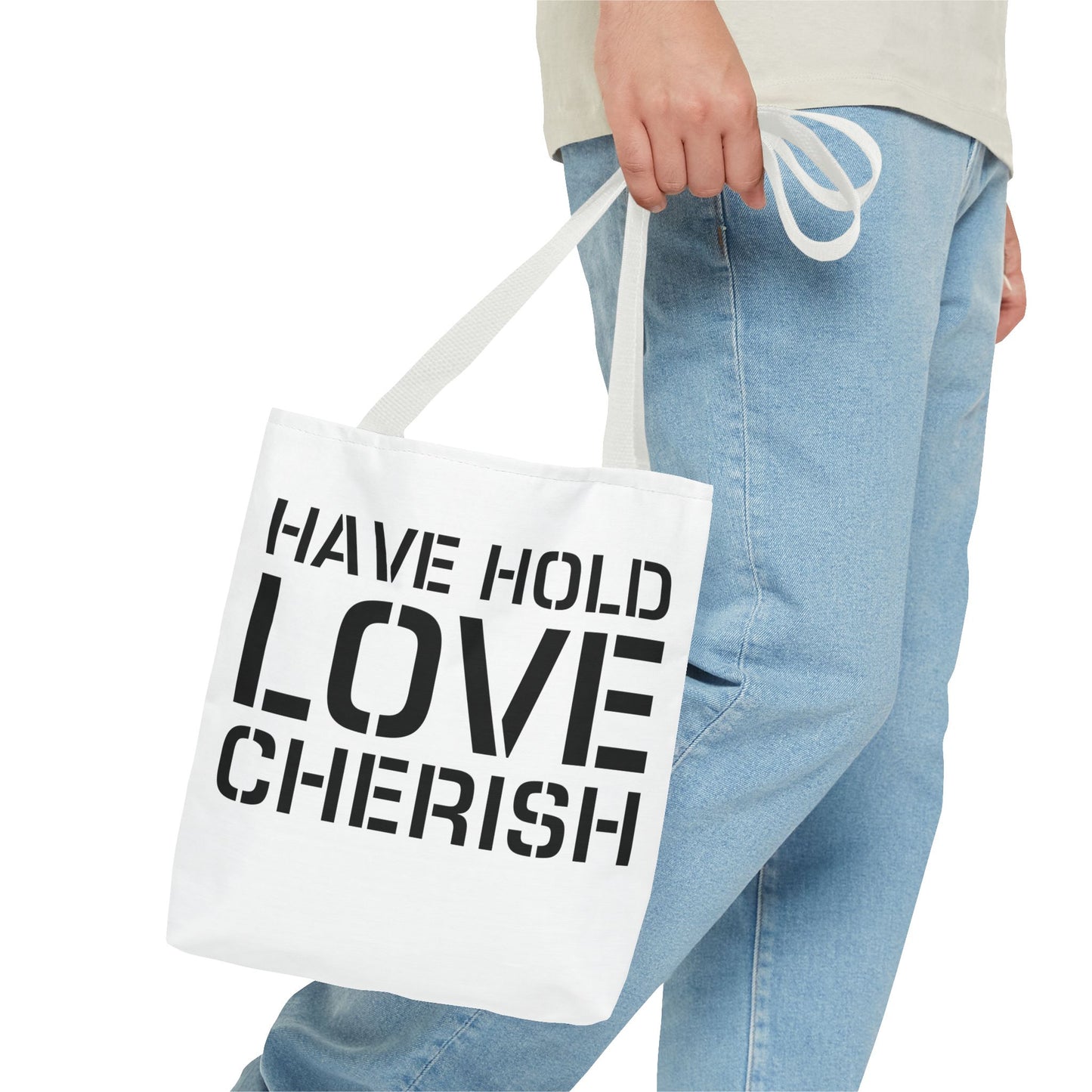 Have Hold Love Cherish Navy Beach Weddings Tote