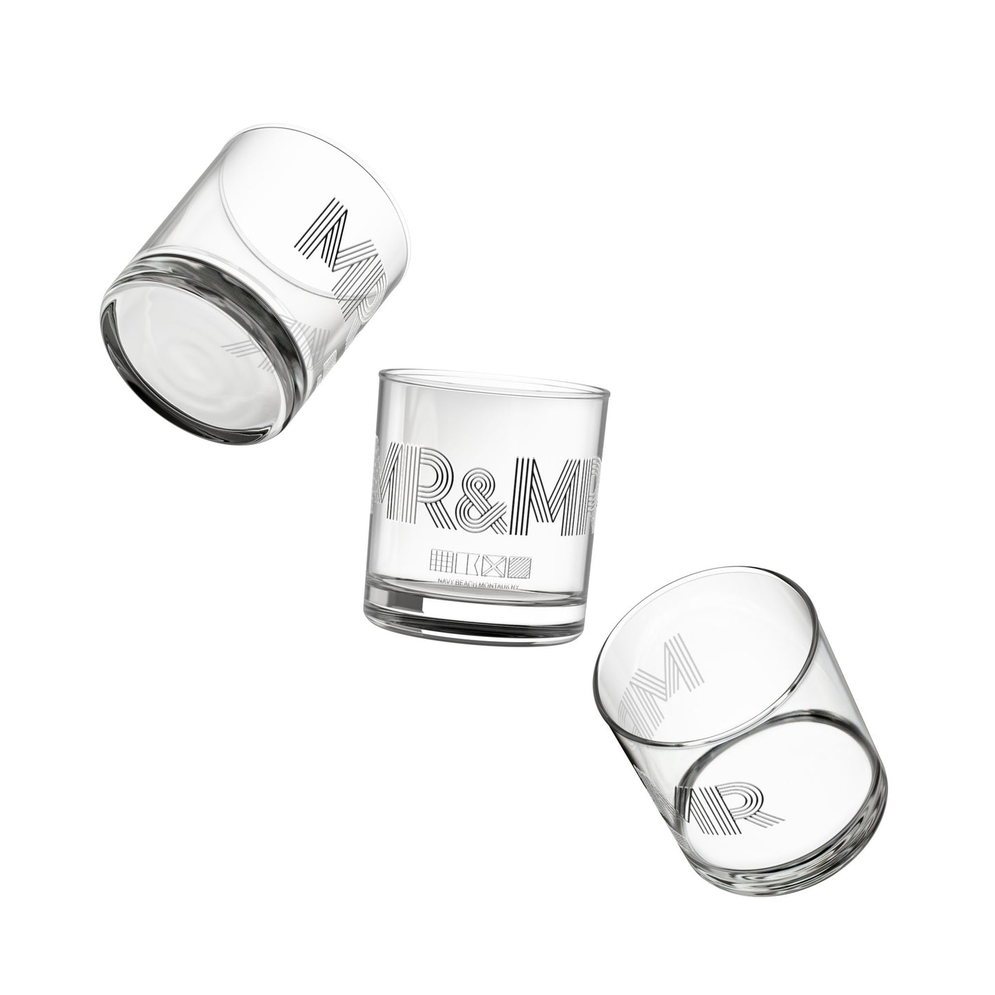 Mr & Mr Navy Beach Weddings Rocks Glass