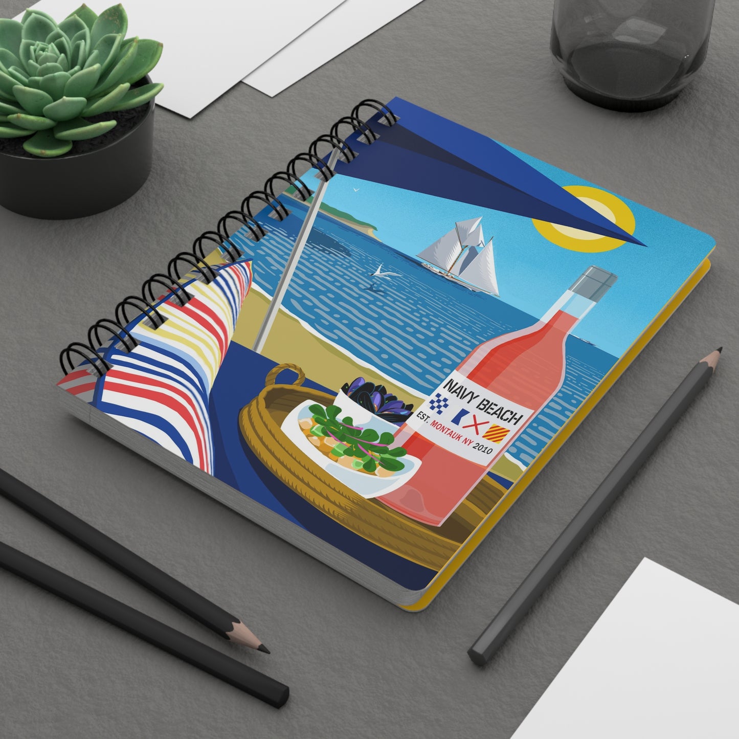 Cahier à spirales Navy Beach Seascape