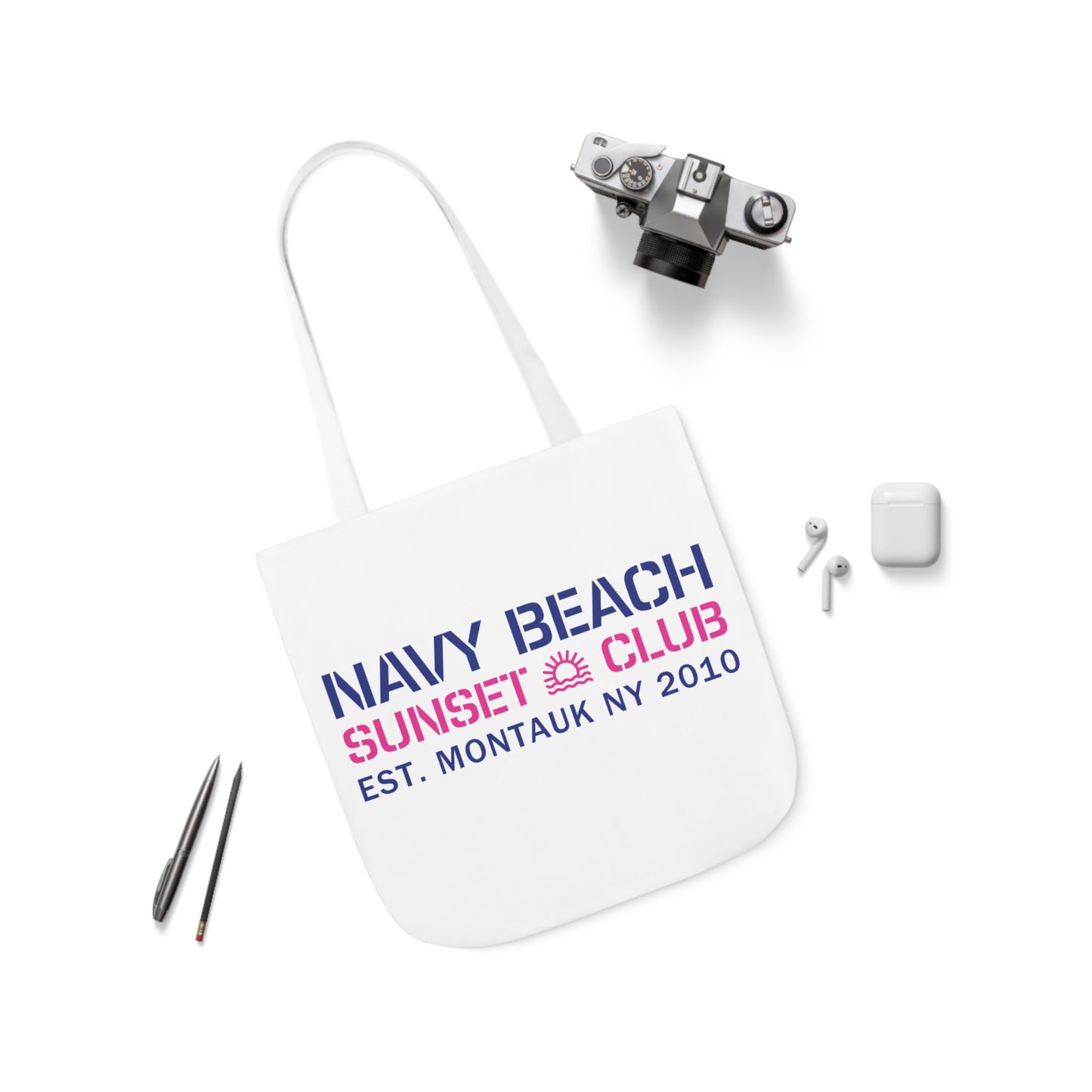 Sunset Club White Canvas Tote