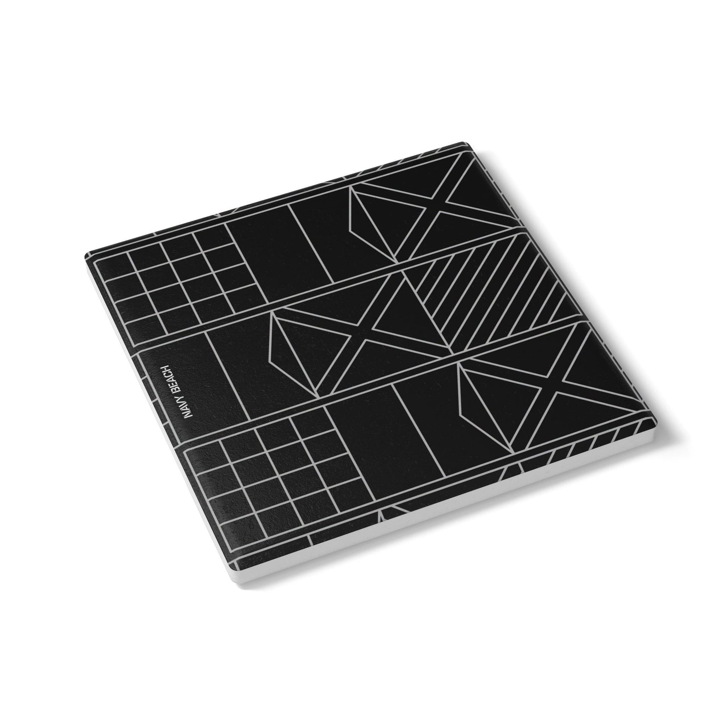 Navy Beach Black Ceramic Coaster