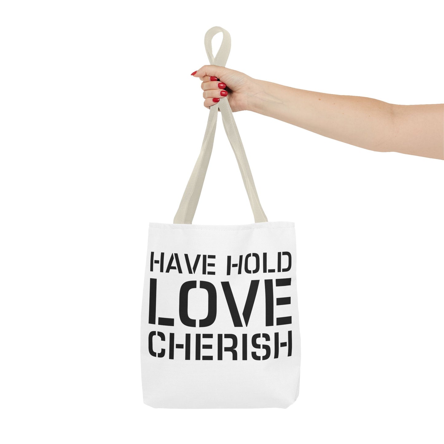 Have Hold Love Cherish Navy Beach Weddings Tote