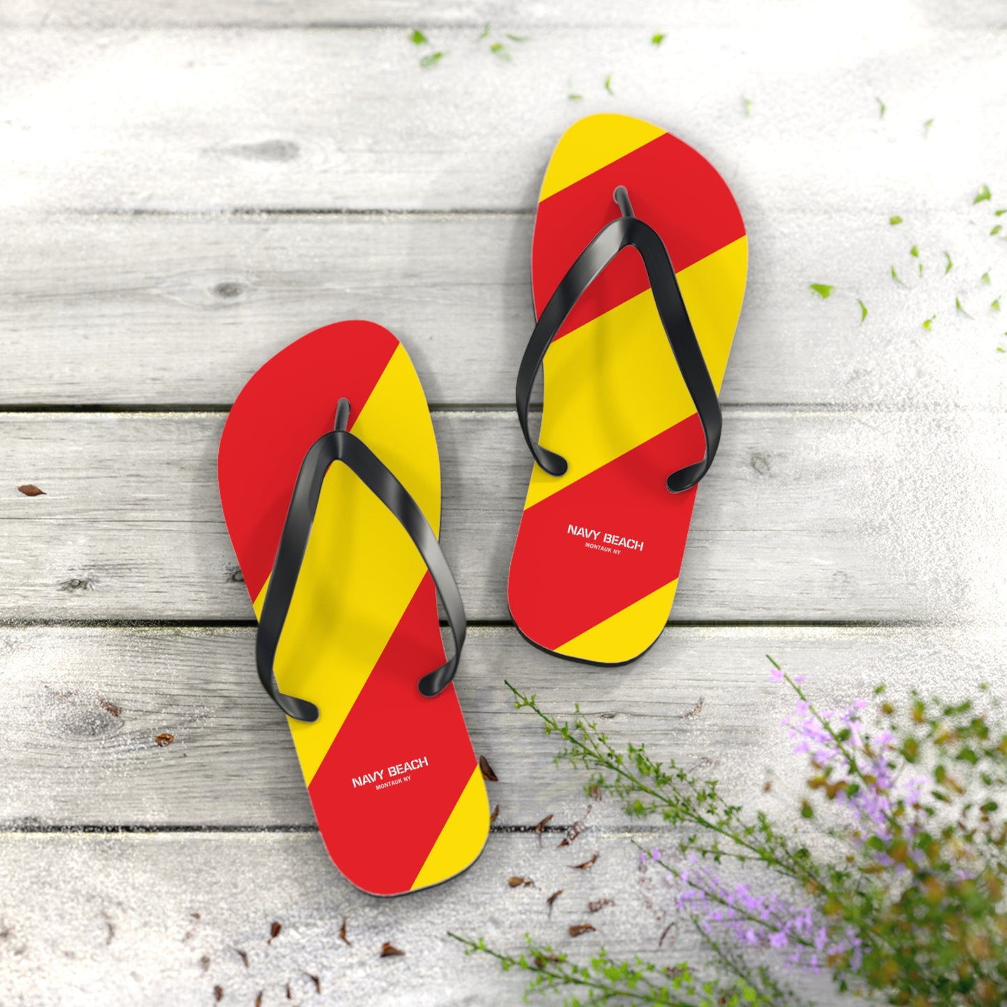 Navy Beach Y Flag Flip Flops