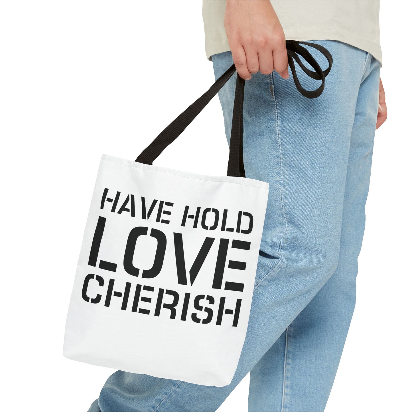 Have Hold Love Cherish Navy Beach Weddings Tote