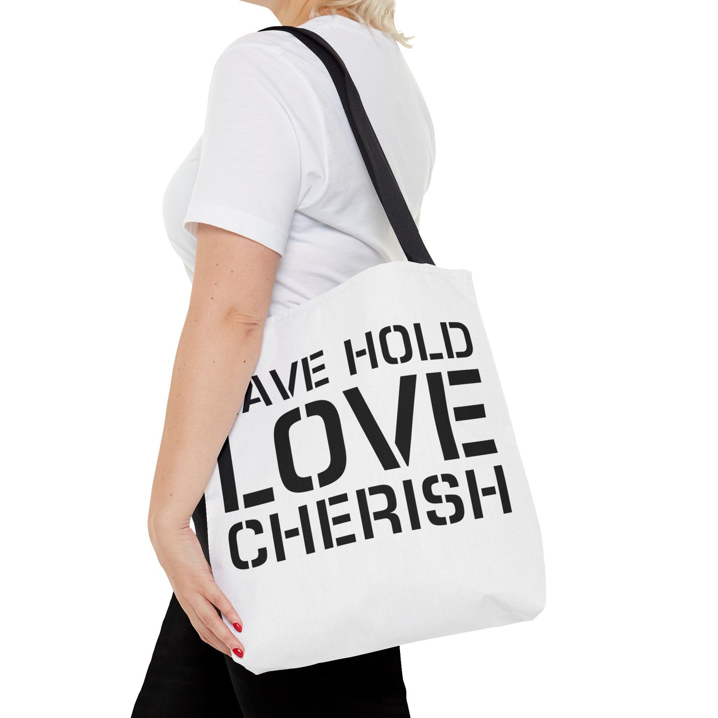 Have Hold Love Cherish Navy Beach Weddings Tote