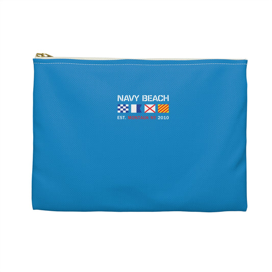 Navy Beach Seascape Accessory Pouch