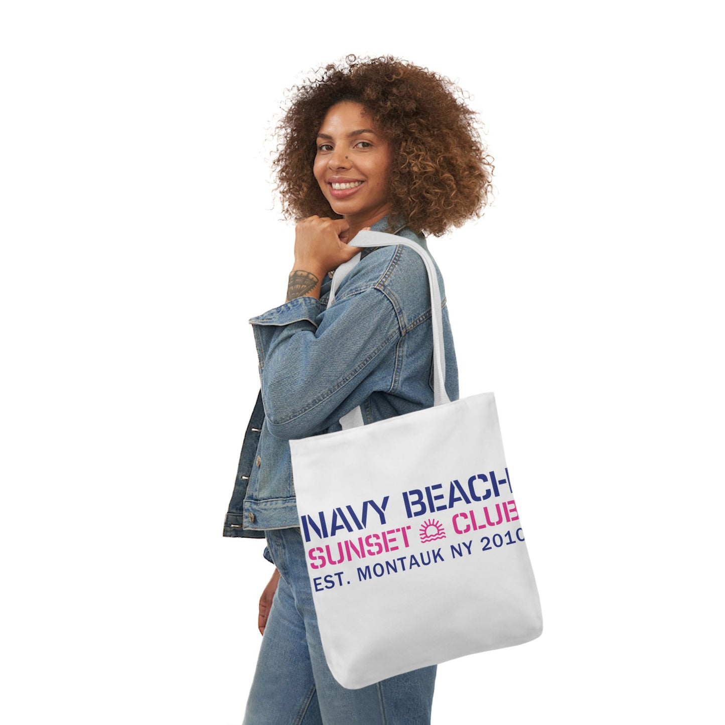 Sunset Club White Canvas Tote