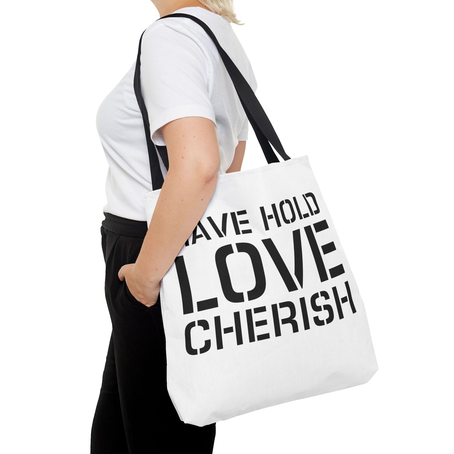 Have Hold Love Cherish Navy Beach Weddings Tote
