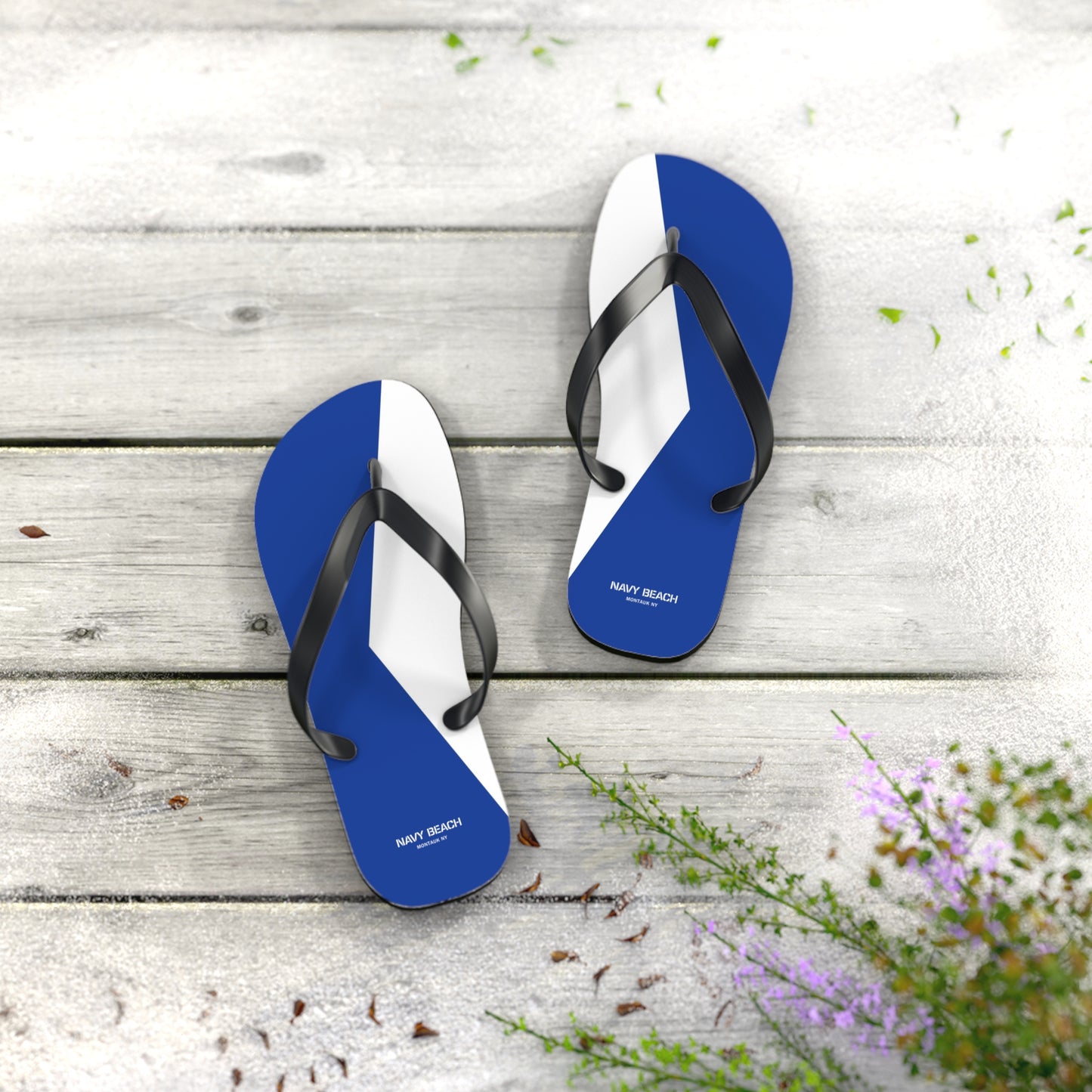 Navy Beach A Flag Flip Flops