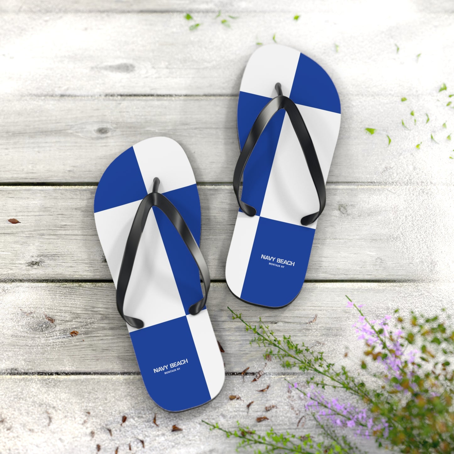 Navy Beach N Flag Flip Flops