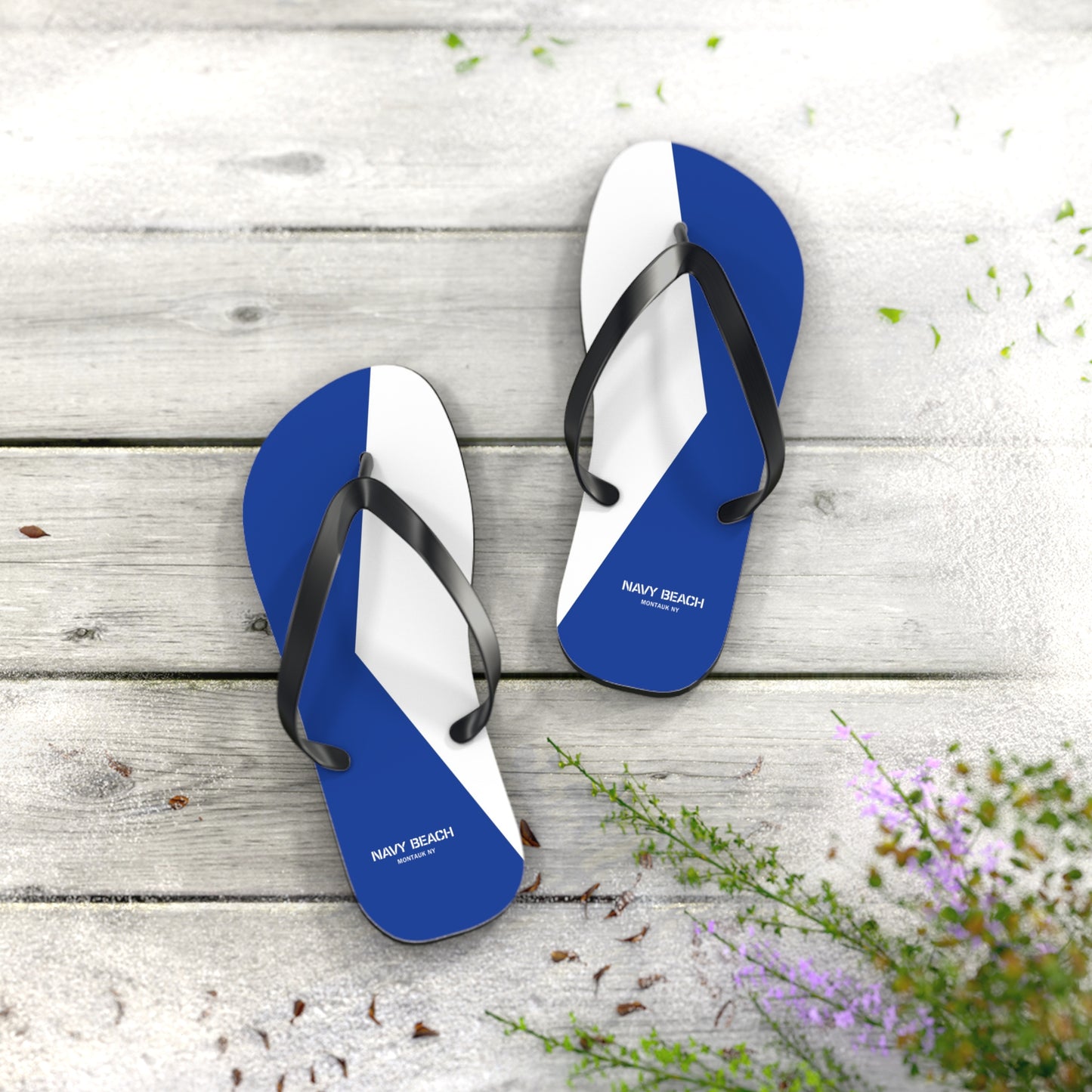 Navy Beach A Flag Flip Flops