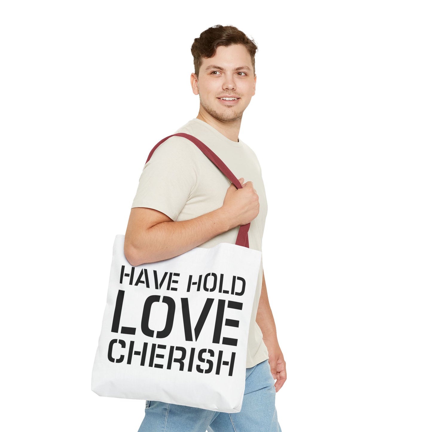 Have Hold Love Cherish Navy Beach Weddings Tote