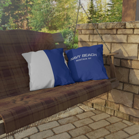 Navy Beach A Flag Outdoor Pillows
