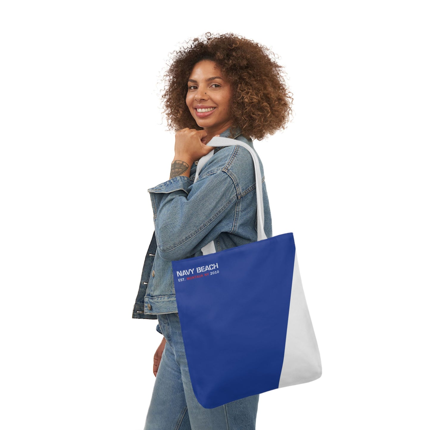 Navy Beach A Flag Canvas Tote