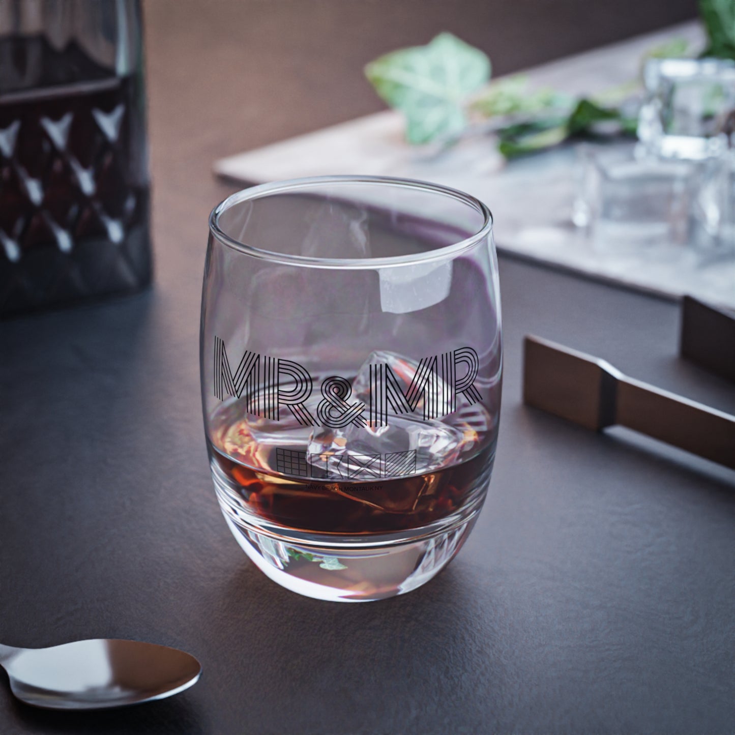 Mr & Mr Navy Beach Weddings Whiskey Glass