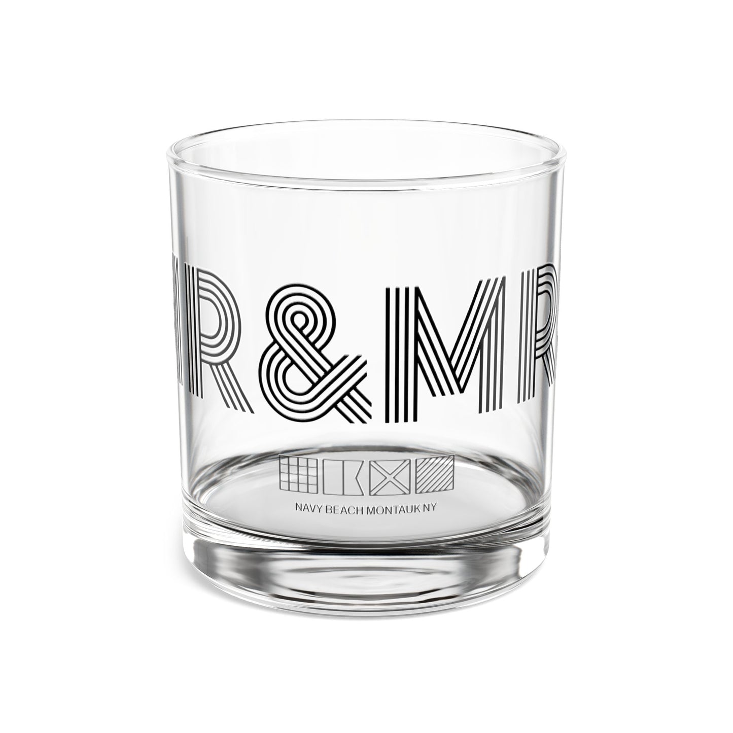 Mr & Mrs Navy Beach Weddings Rocks Glass