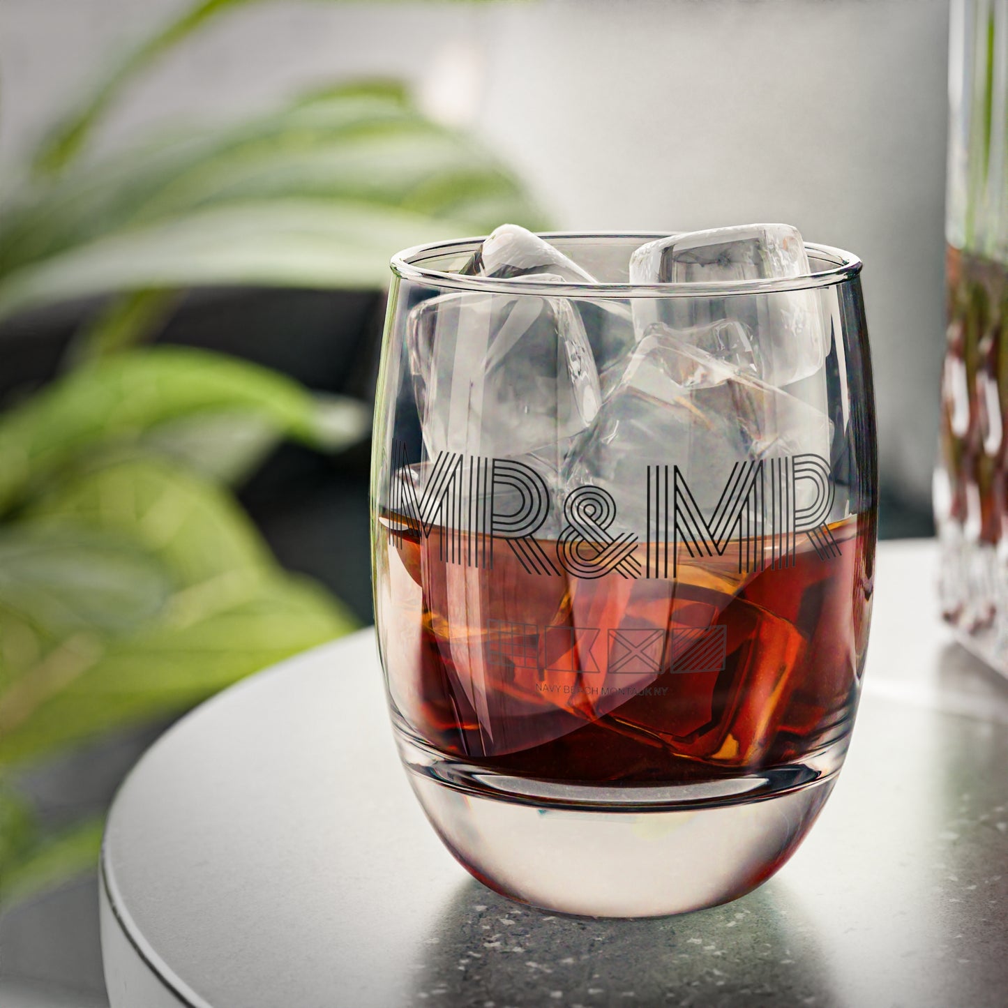 Mr & Mr Navy Beach Weddings Whiskey Glass