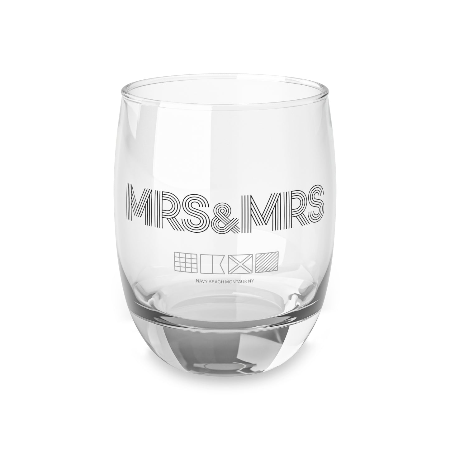 Mrs & Mrs Navy Beach Weddings Whiskey Glass