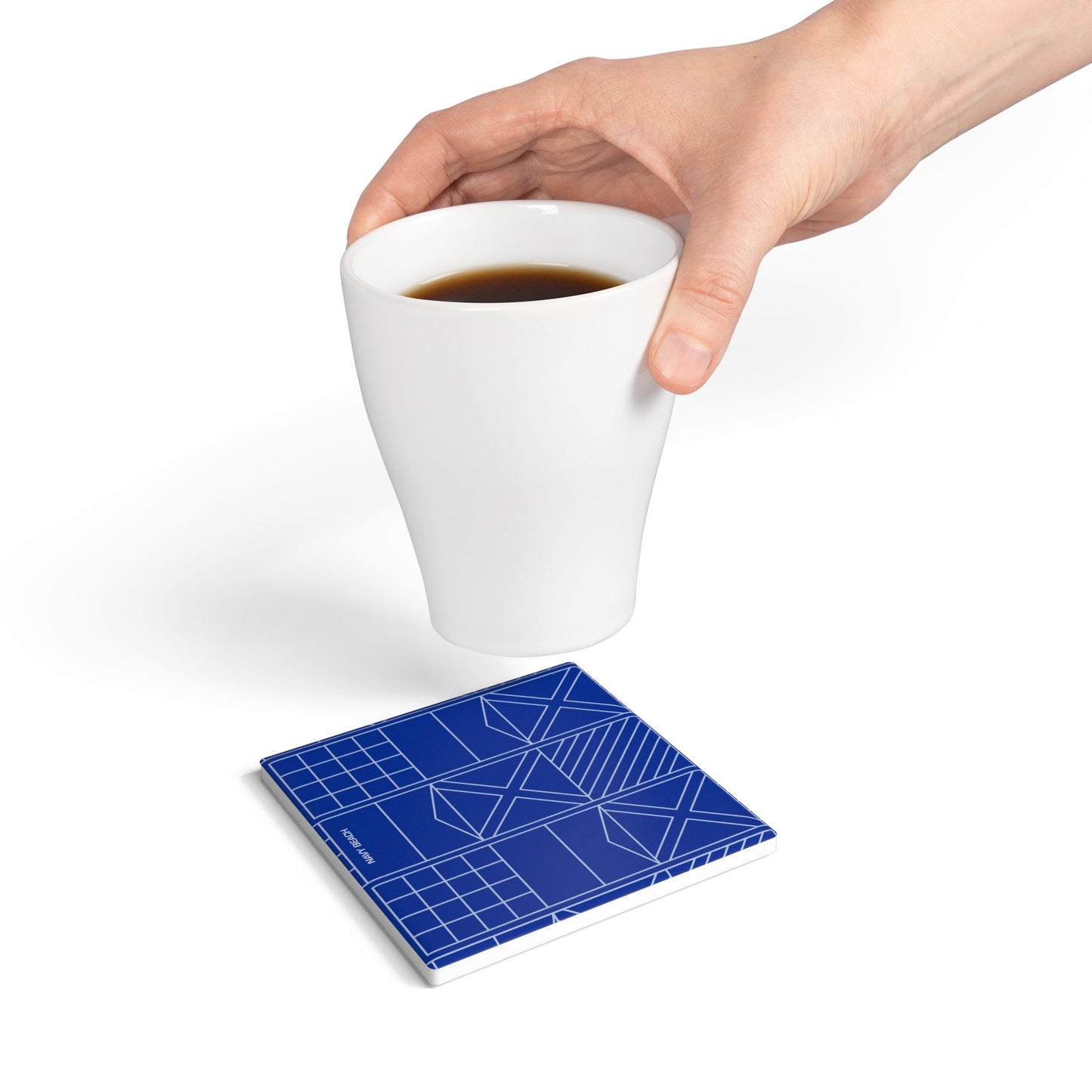 Navy Beach Blue Ceramic Coaster