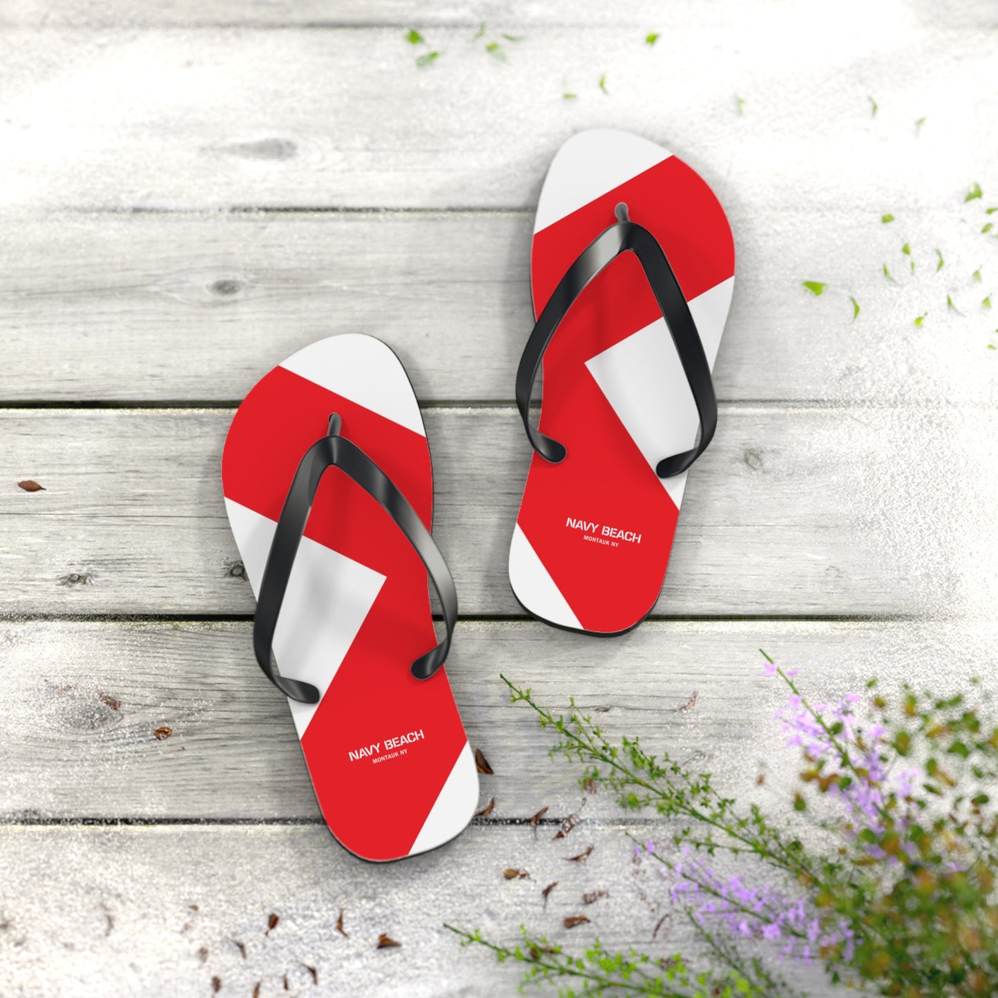 Navy Beach V Flag Flip Flops