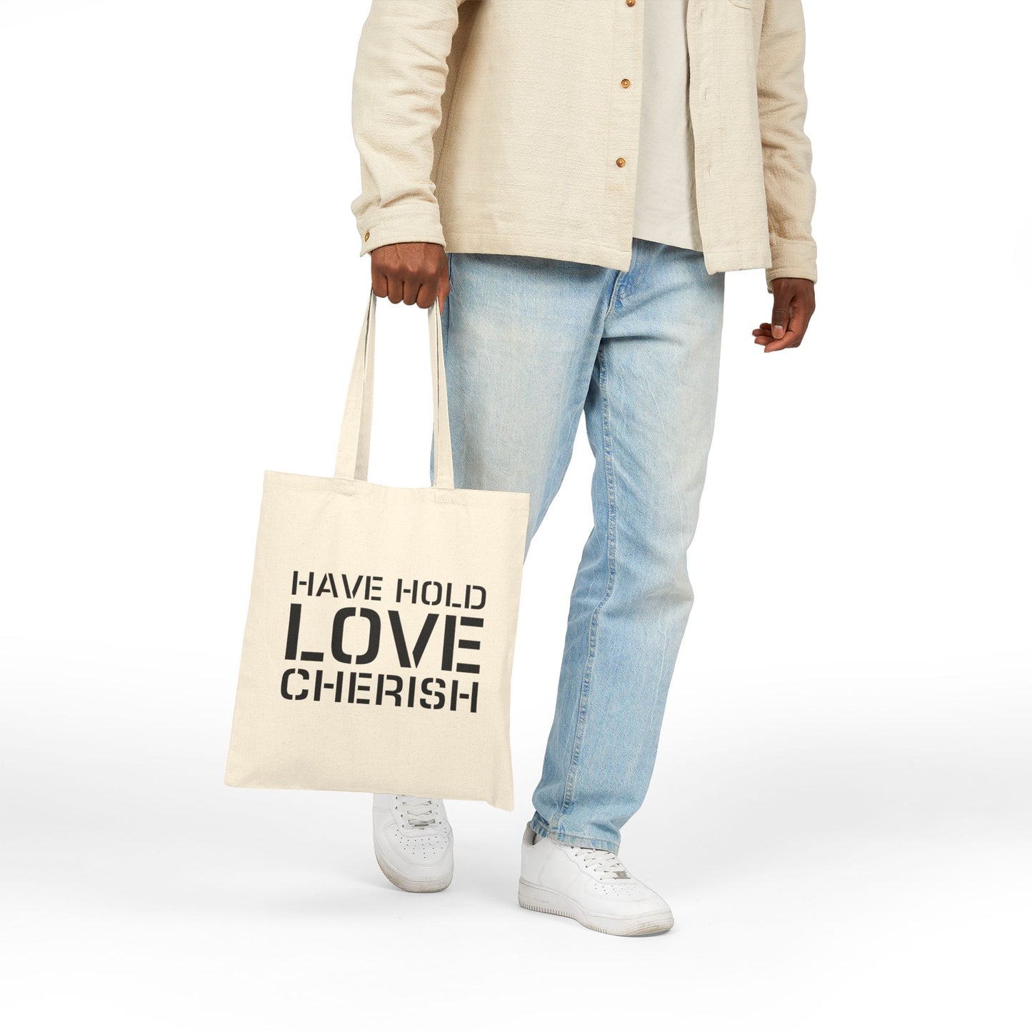 Have Hold Love Cherish Navy Beach Weddings Cotton Canvas Tote Bag