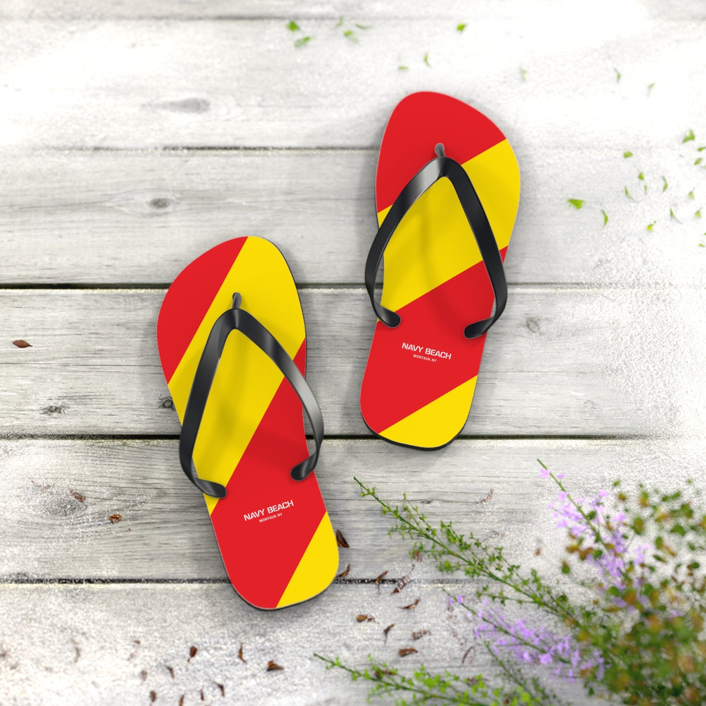 Navy Beach Y Flag Flip Flops