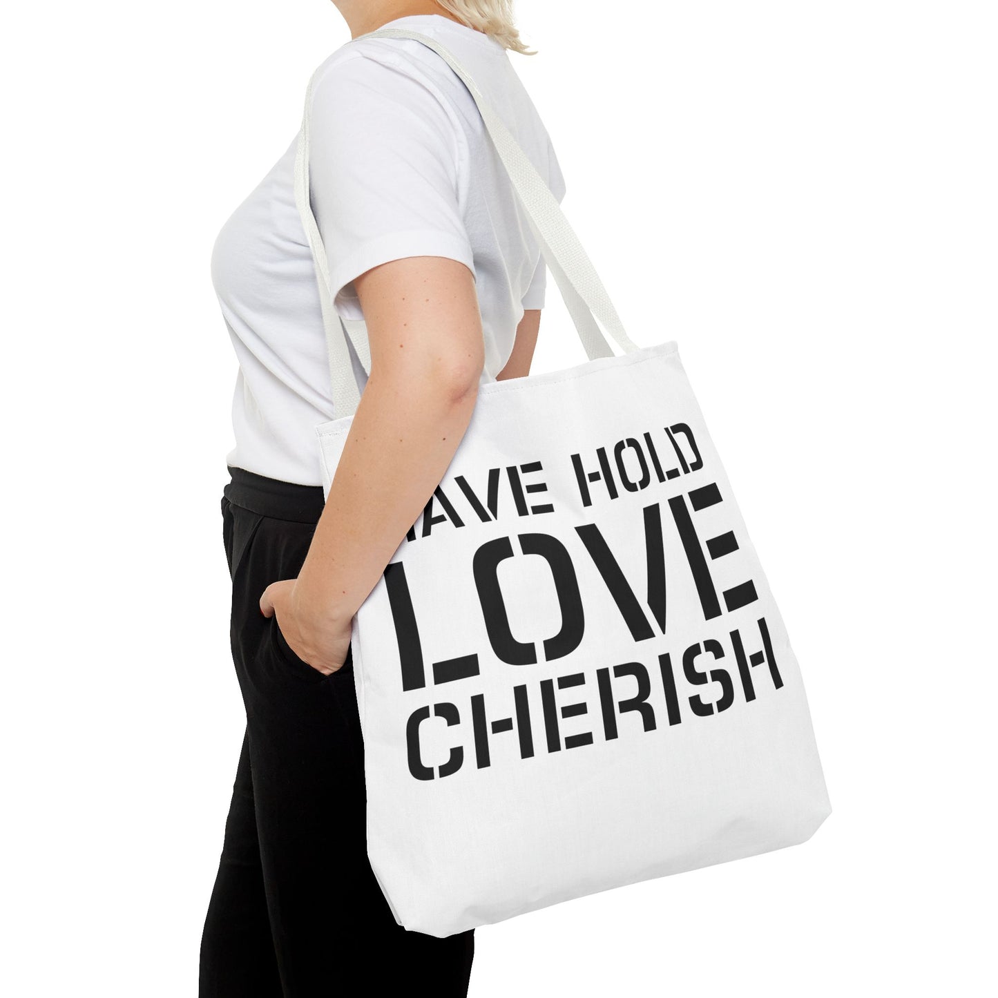Have Hold Love Cherish Navy Beach Weddings Tote