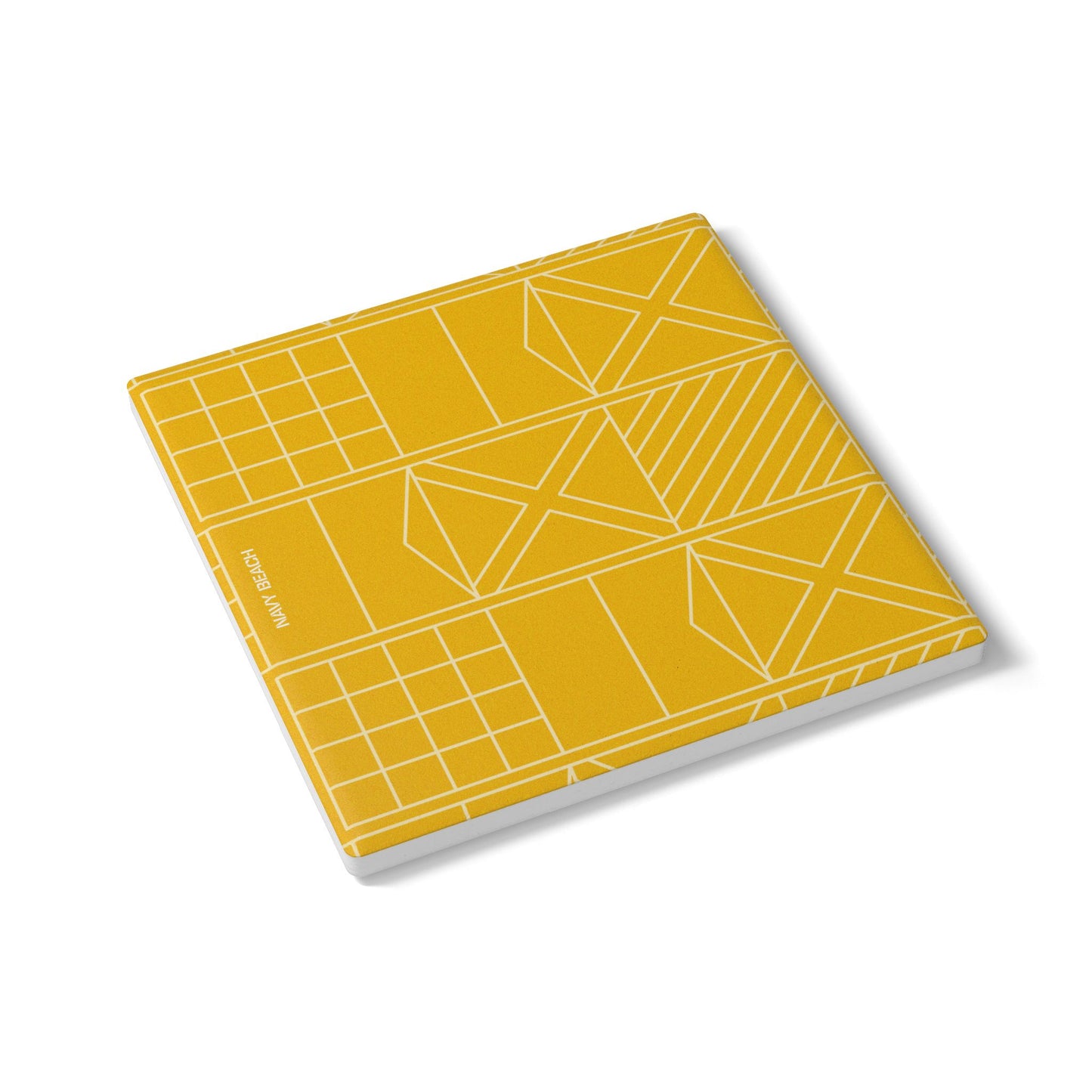 Navy Beach Yellow Ceramic Coaster