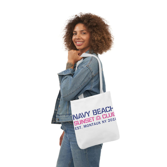 Sunset Club White Canvas Tote