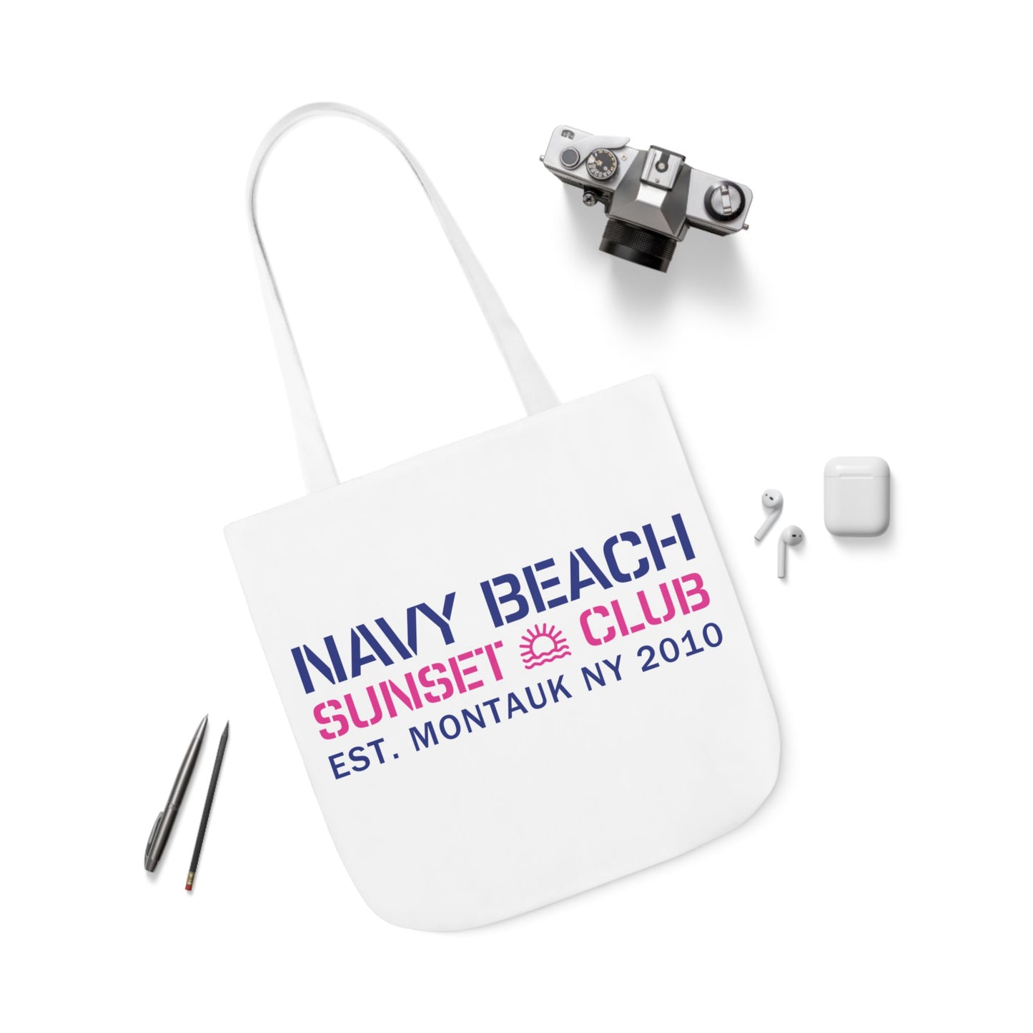 Sunset Club White Canvas Tote