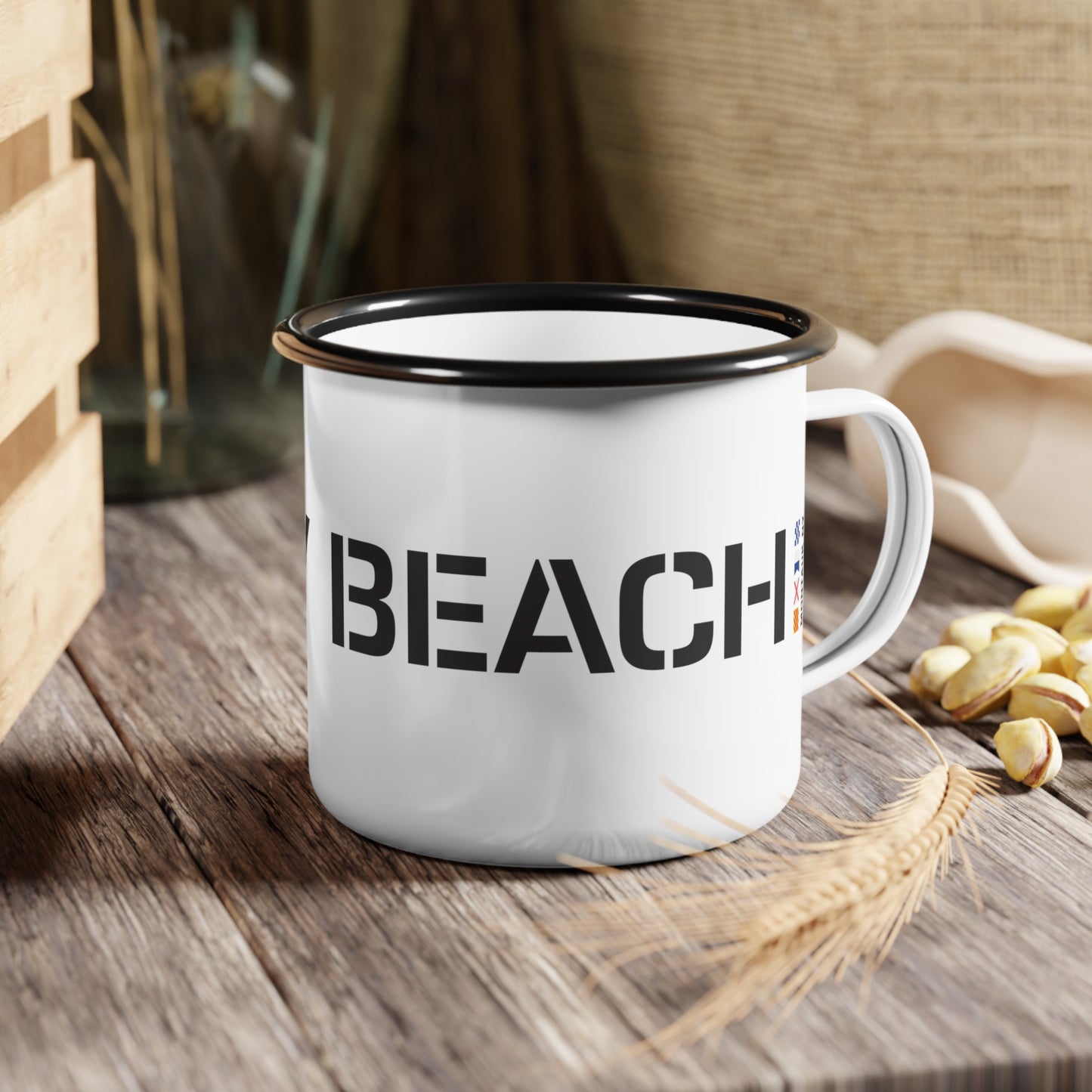 Navy Beach Enamel Camp Cup