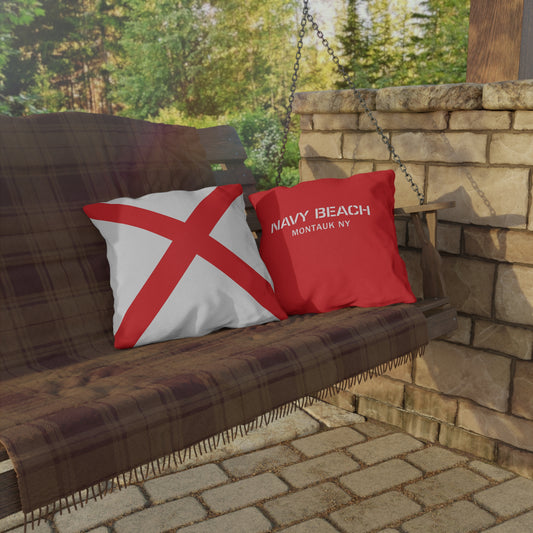 Navy Beach V Flag Outdoor Pillows