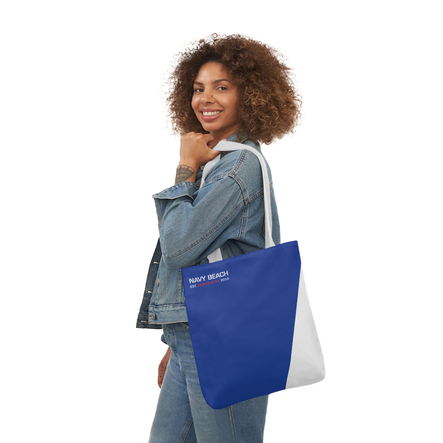Navy Beach A Flag Canvas Tote
