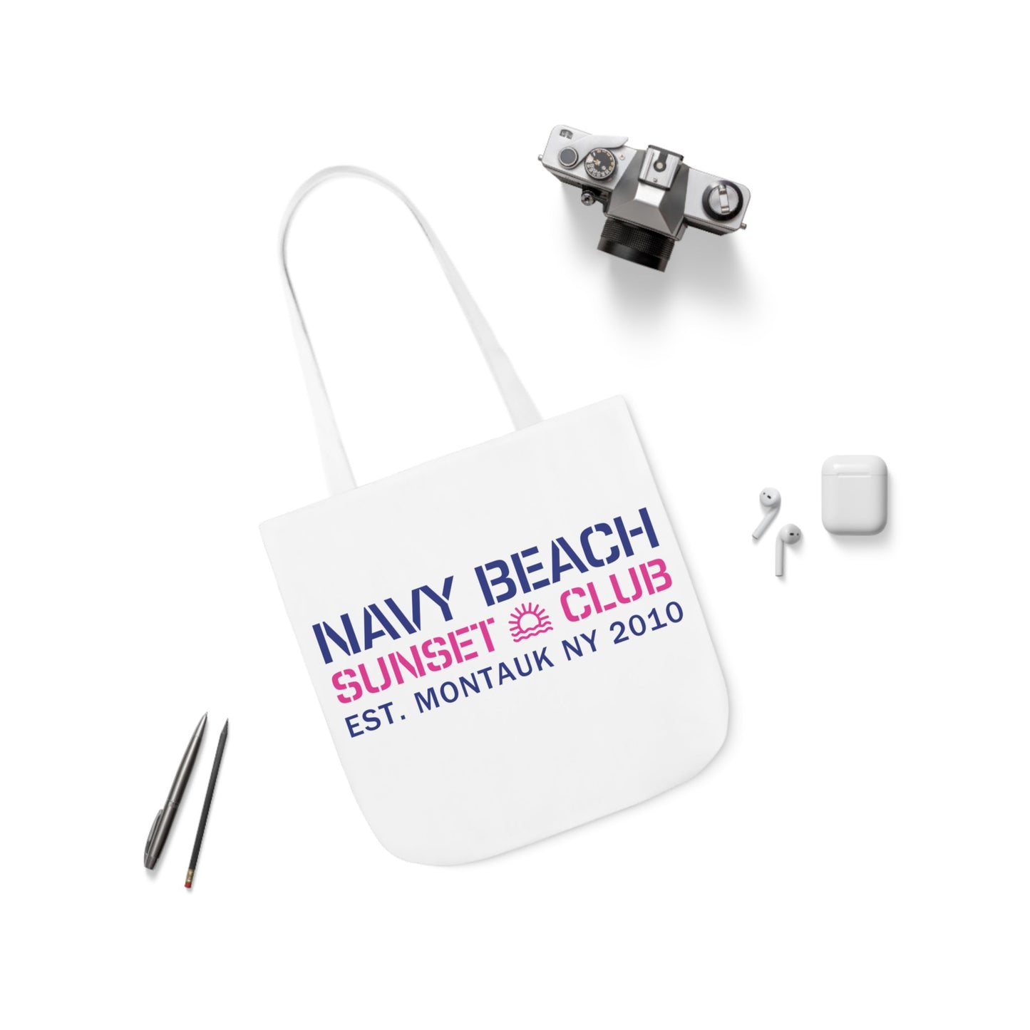 Sunset Club White Canvas Tote