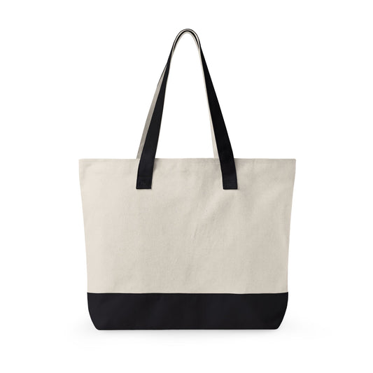 Navy Beach Zippered Canvas Tote