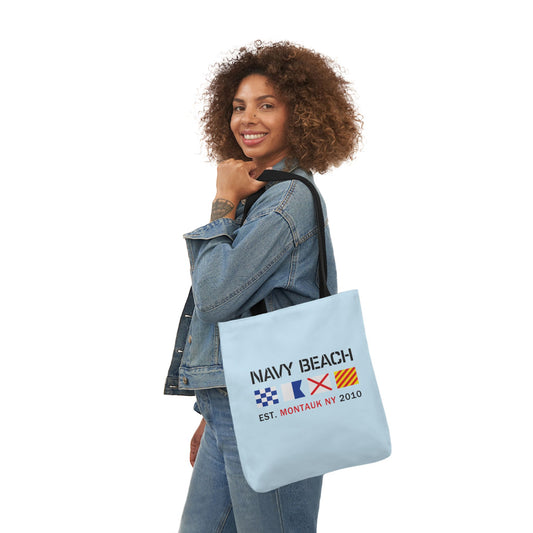 Navy Beach Sky Blue Canvas Tote