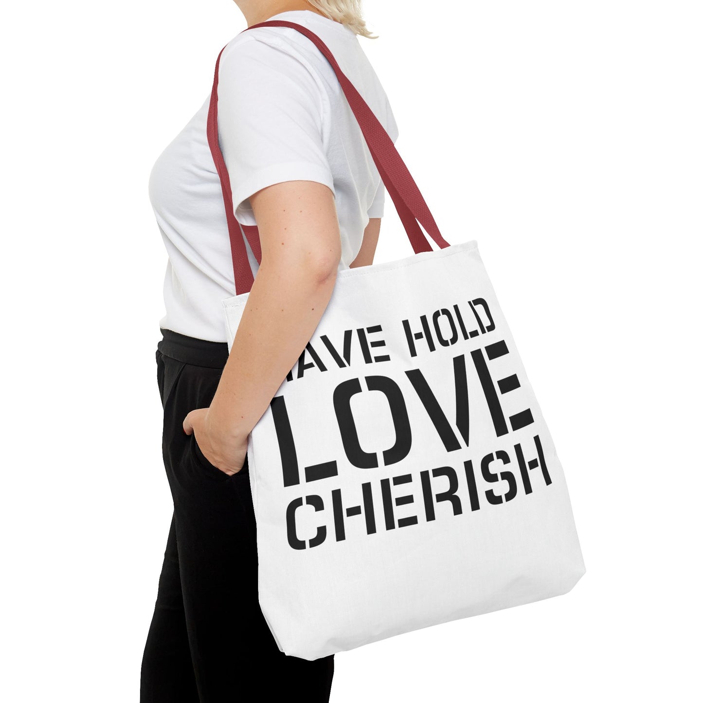 Have Hold Love Cherish Navy Beach Weddings Tote